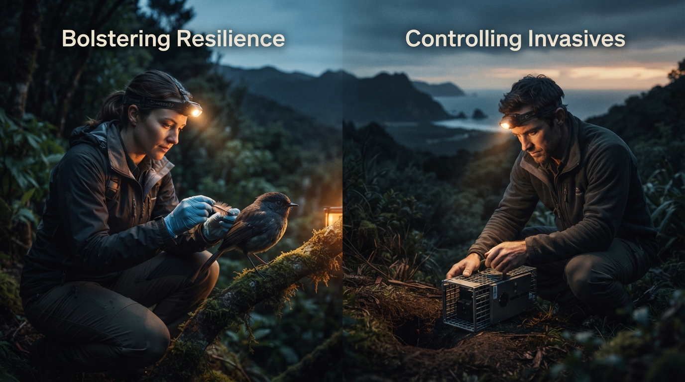 Editorial illustration for CRISPR's Two Paths in Conservation: Bolstering Resilience vs. Controlling Invasives