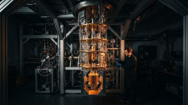 Editorial illustration for How Dilution Refrigerators Create the Deep Freeze for Quantum Computers